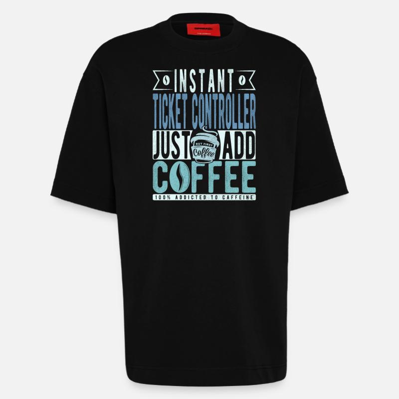 Ticket Controller Coffee Saying - Heavyweight T-Shirt - made by SPREAD  - SOLID BLACK