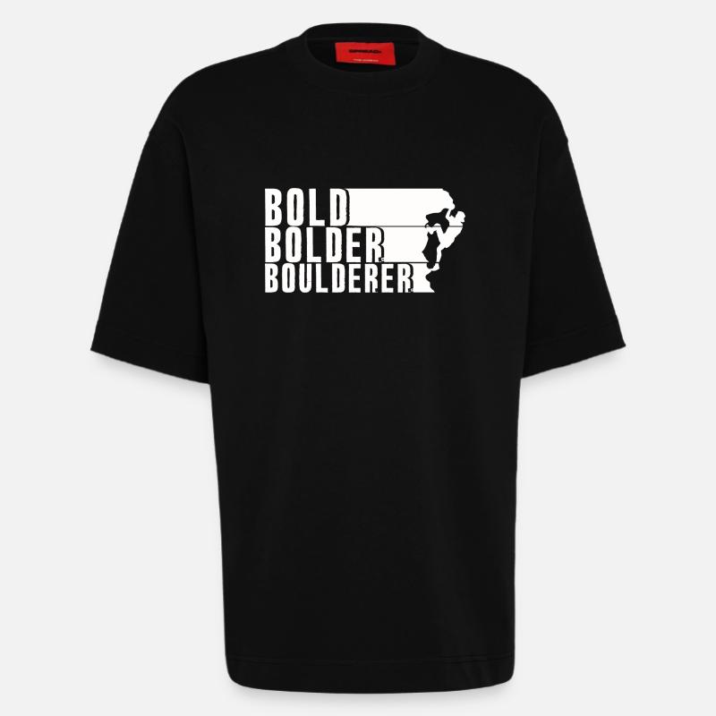 Bold Bolder Boulderer Boulder Bouldern - Heavyweight T-Shirt - made by SPREAD  - SOLID BLACK
