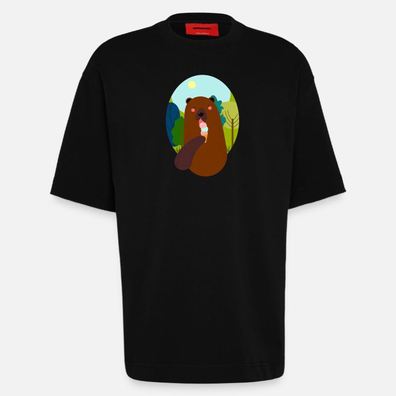 Bär mit Eis - Heavyweight T-Shirt - made by SPREAD  - SOLID BLACK
