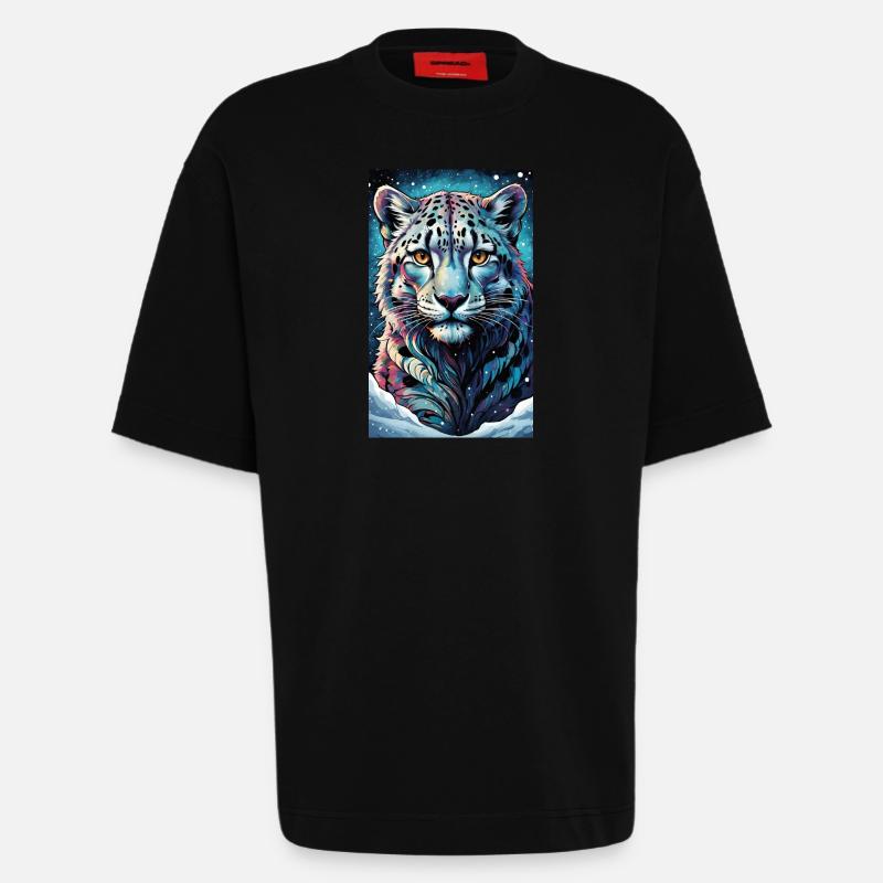 Schneeleopard | Leopard | Raubtier - Heavyweight T-Shirt - made by SPREAD - SOLID BLACK