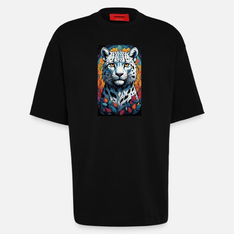 Snow Leopard | Leopard | Predator - Heavyweight T-Shirt - made by SPREAD  - SOLID BLACK