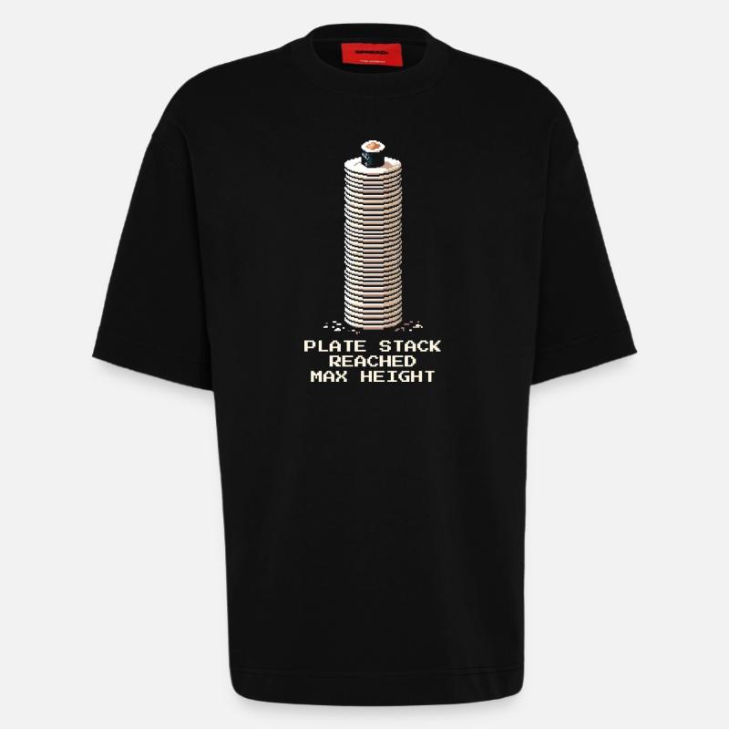 Plate Stack Maximum | Running Sushi - Heavyweight T-Shirt - made by SPREAD - SOLID BLACK