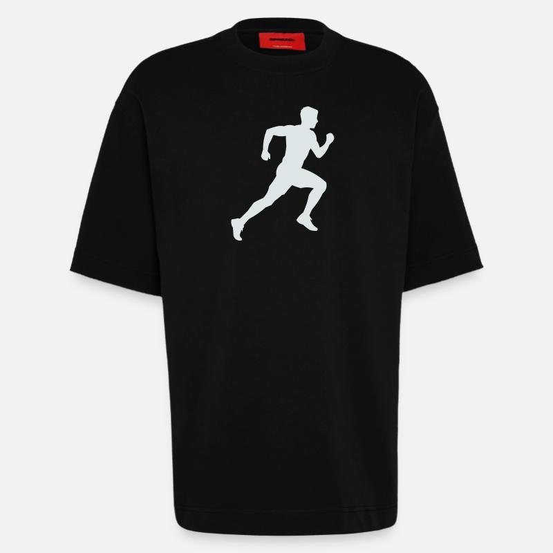 Sprint de silhouette en course - T-shirt bio épais oversize fabriqué en UE - SOLID BLACK