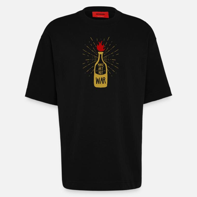 Make art not war - Heavyweight T-Shirt - made by SPREAD - SOLID BLACK