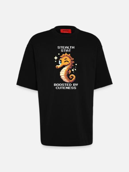 Doux et Invisible | Hippocampe - T-shirt bio épais oversize fabriqué en UE - SOLID BLACK