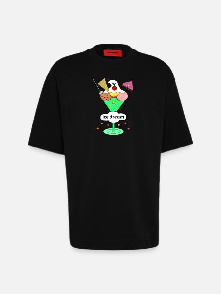 Rêve de glace - T-shirt bio épais oversize fabriqué en UE - SOLID BLACK