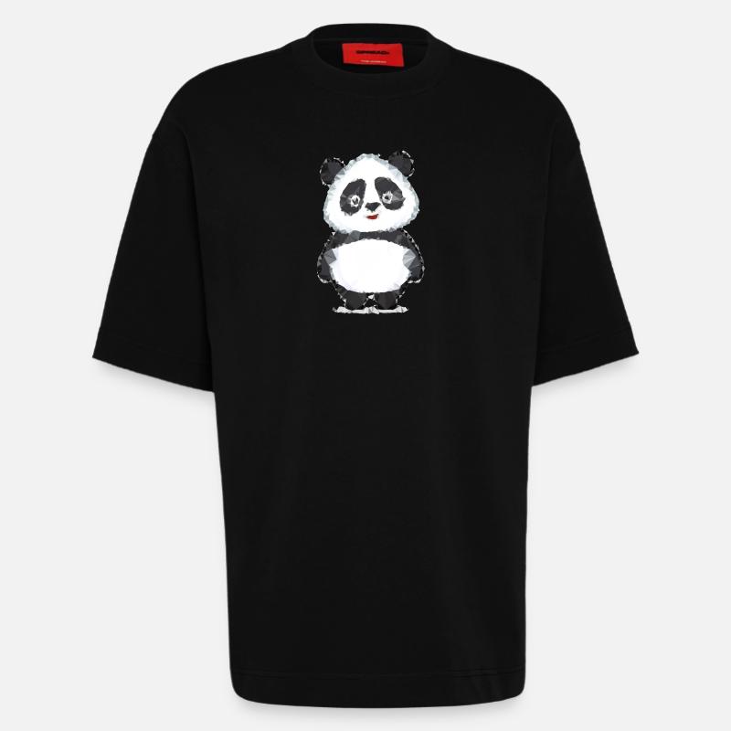 Panda Polygon - Heavyweight T-Shirt - made by SPREAD  - SOLID BLACK