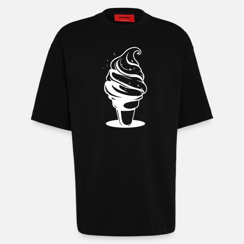 Softeis Zeichnung - Heavyweight T-Shirt - made by SPREAD  - SOLID BLACK