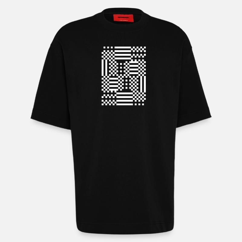 GridFlux Monochromes optisches Muster - Heavyweight T-Shirt - made by SPREAD  - SOLID BLACK