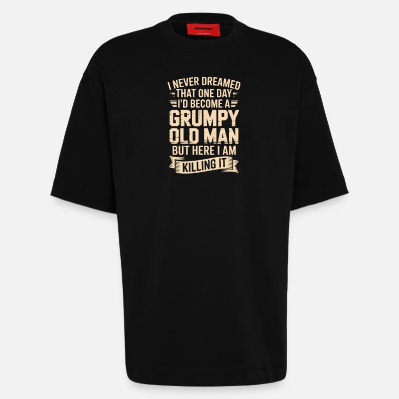 Grumpy Old Man: Killing It - T-shirt bio épais oversize fabriqué en UE - SOLID BLACK