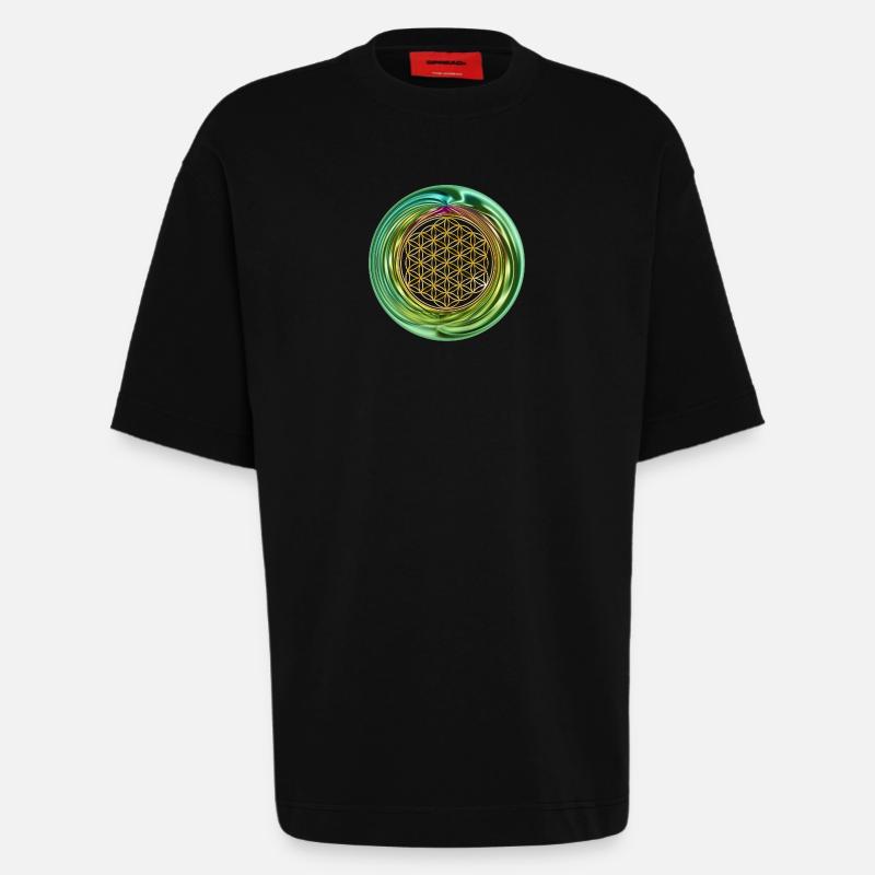 Blume des Lebens - Ring 1 - Heavyweight T-Shirt - made by SPREAD - SOLID BLACK
