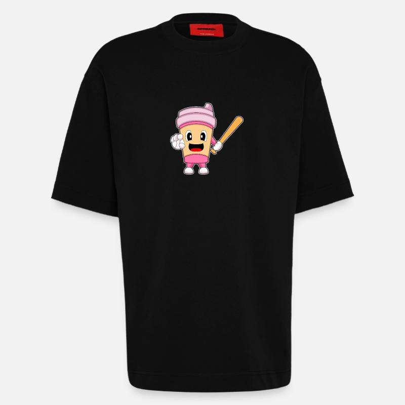 Coffee Baseball Baseball Bat - Heavyweight T-Shirt - made by SPREAD - SOLID BLACK
