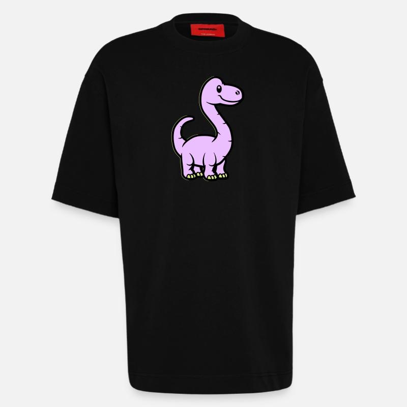 Dinosaurier Brontosaurus Comic - Heavyweight T-Shirt - made by SPREAD  - SOLID BLACK