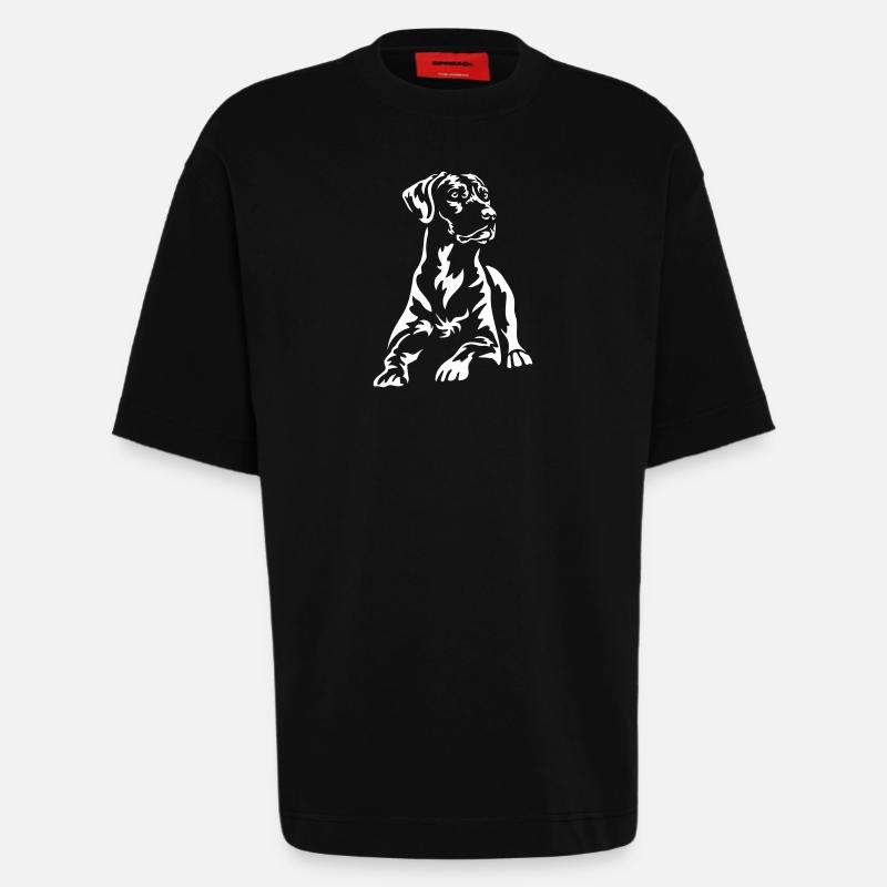 Rhodesian Ridgeback « Black Edition » - T-shirt bio épais oversize fabriqué en UE - SOLID BLACK