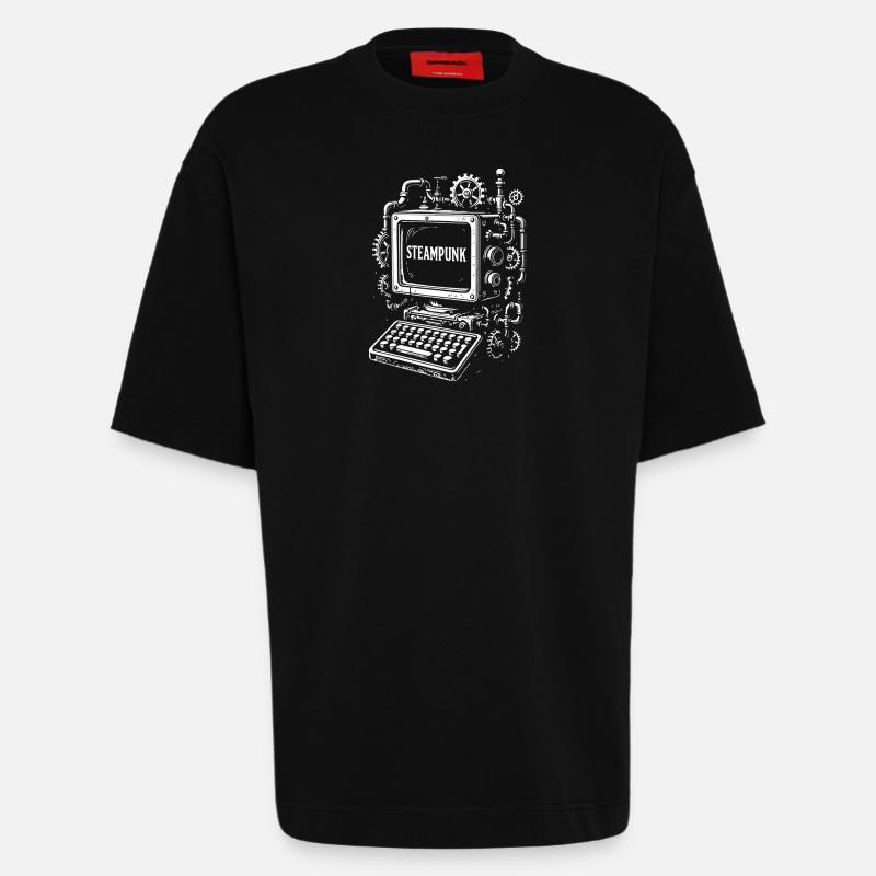 Steampunk Computer Gearwork - Heavyweight T-Shirt - made by SPREAD  - SOLID BLACK