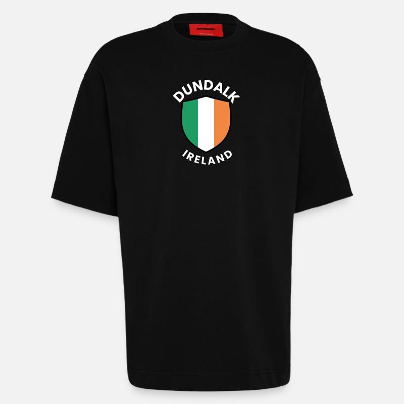 Bouclier d’Irlande de Dundalk - T-shirt bio épais oversize fabriqué en UE - SOLID BLACK