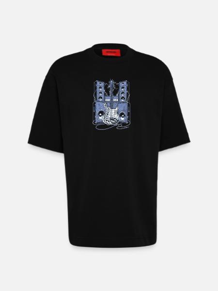 Electric Guitar & Speakers - Heavyweight T-Shirt - made by SPREAD - SOLID BLACK