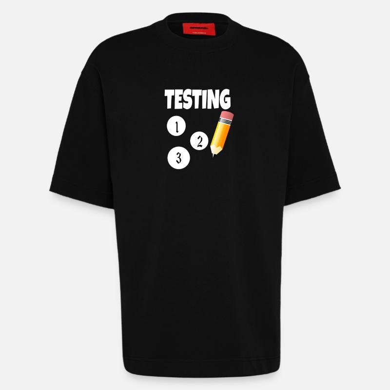 Testing 123 with pencil - Heavyweight T-Shirt - made by SPREAD  - SOLID BLACK