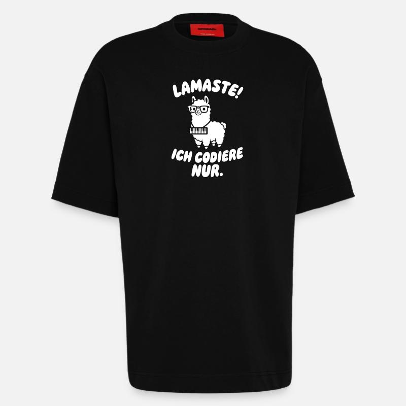 LamaSte: I only code - Heavyweight T-Shirt - made by SPREAD  - SOLID BLACK