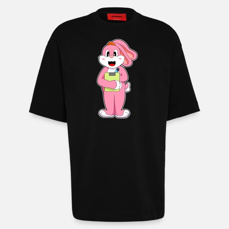 Bloc-notes Rabbit Secretary - T-shirt bio épais oversize fabriqué en UE - SOLID BLACK