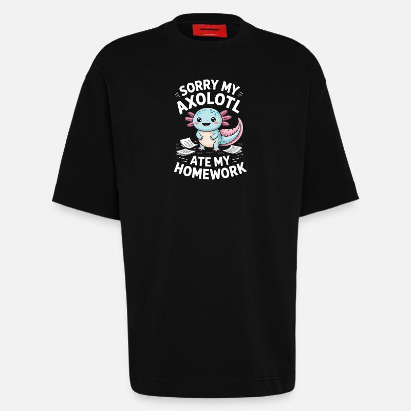 Axolotl a mangé mes devoirs - T-shirt bio épais oversize fabriqué en UE - SOLID BLACK