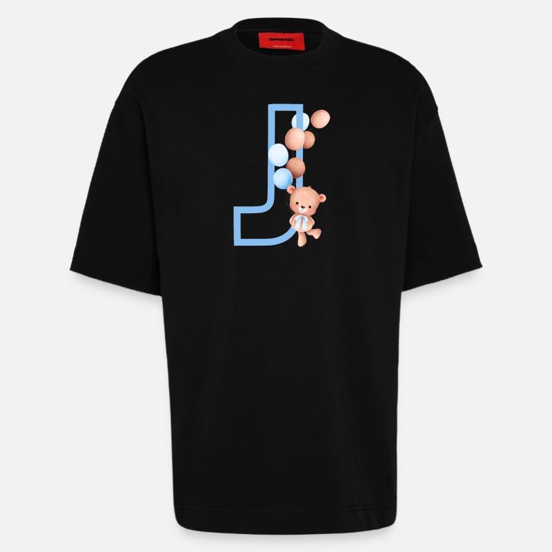 Blauer Bär J Buchstabe - Heavyweight T-Shirt - made by SPREAD - SOLID BLACK