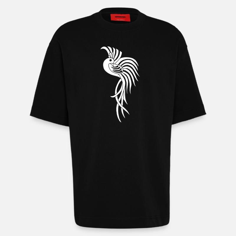 Oiseau de paradis blanc - T-shirt bio épais oversize fabriqué en UE - SOLID BLACK