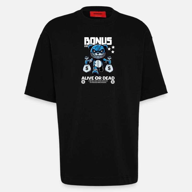 Bonus Bär – Gesucht: Lebendig oder Tot - Heavyweight T-Shirt - made by SPREAD  - SOLID BLACK