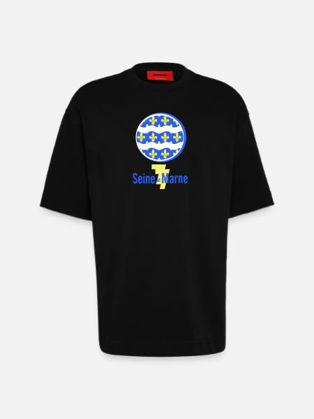 Logo Seine et Marne 77 - Heavyweight T-Shirt - made by SPREAD  - SOLID BLACK