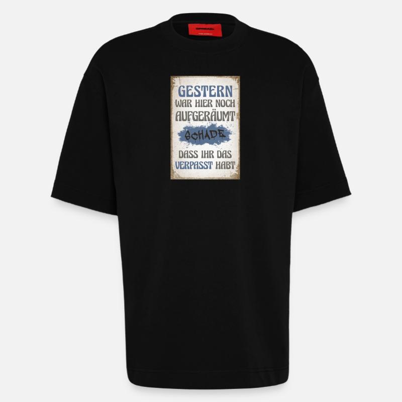 Gestern war hier noch aufgeräumt - Heavyweight T-Shirt - made by SPREAD  - SOLID BLACK