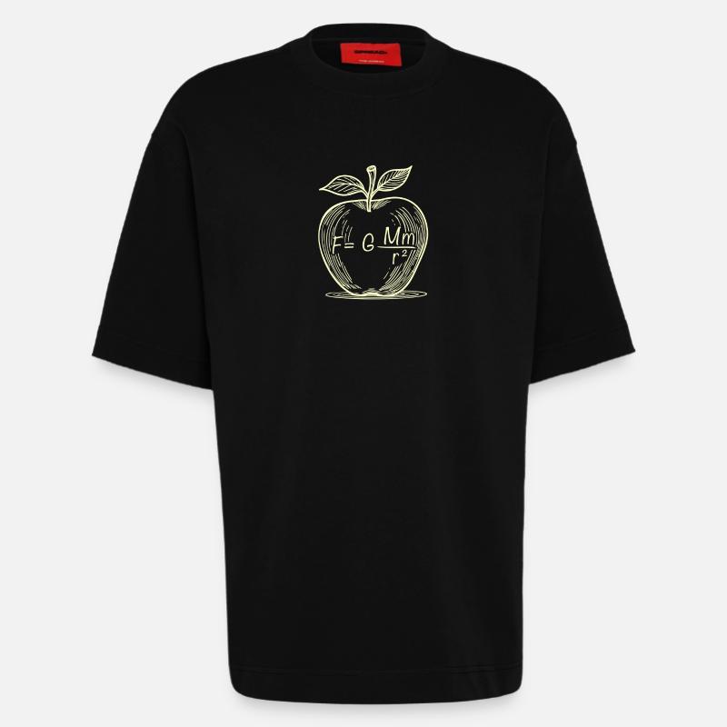 Gravity Apple: Physical Drawing - Heavyweight T-Shirt - made by SPREAD  - SOLID BLACK