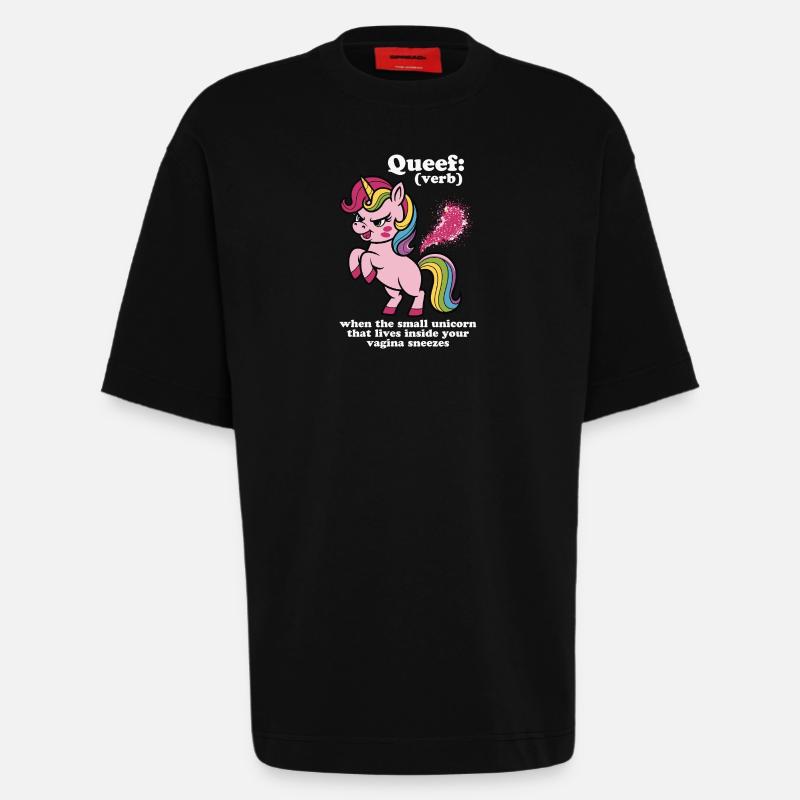 Knuddel-Einhorn mit Regenbogenmähne - Heavyweight T-Shirt - made by SPREAD  - SOLID BLACK