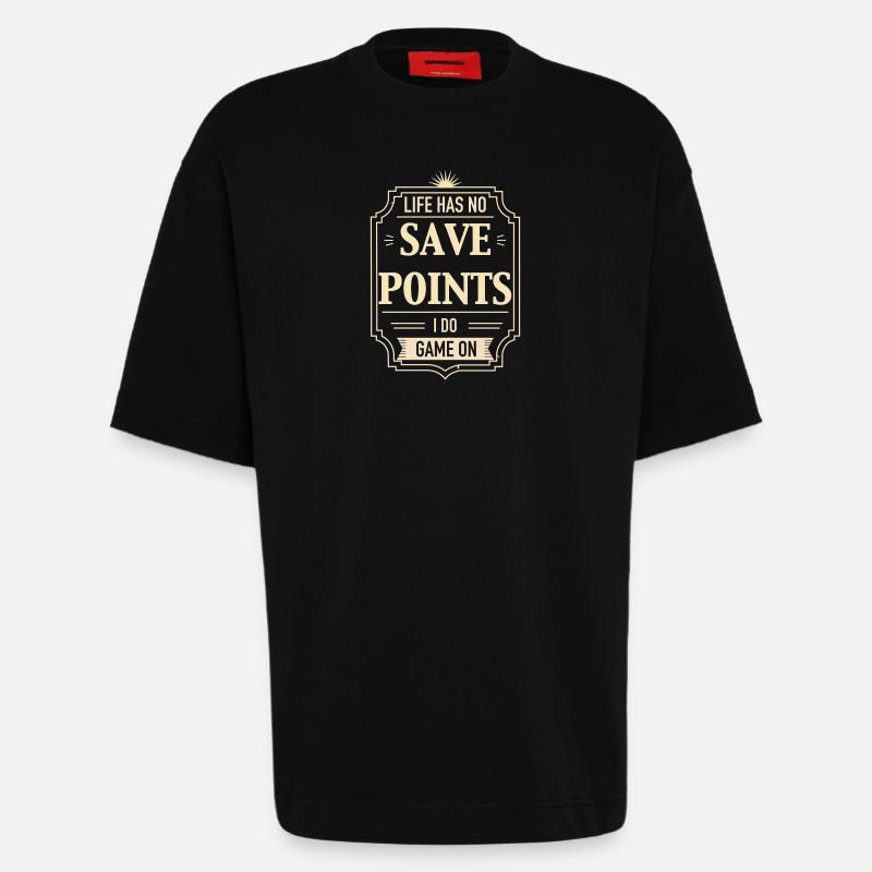 Life Has No Save Points - Heavyweight T-Shirt - made by SPREAD  - SOLID BLACK