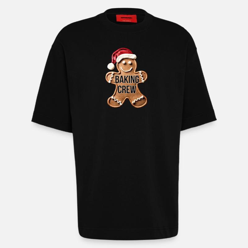 Baking Crew Lebkuchenmann Weihnachten backen - Heavyweight T-Shirt - made by SPREAD  - SOLID BLACK