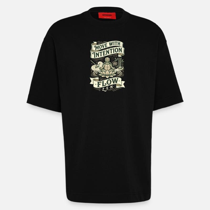 Bewegung mit Absicht: Zen Flow - Heavyweight T-Shirt - made by SPREAD  - SOLID BLACK