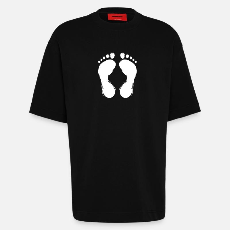 Empreinte empreinte conception blanc - T-shirt bio épais oversize fabriqué en UE - SOLID BLACK