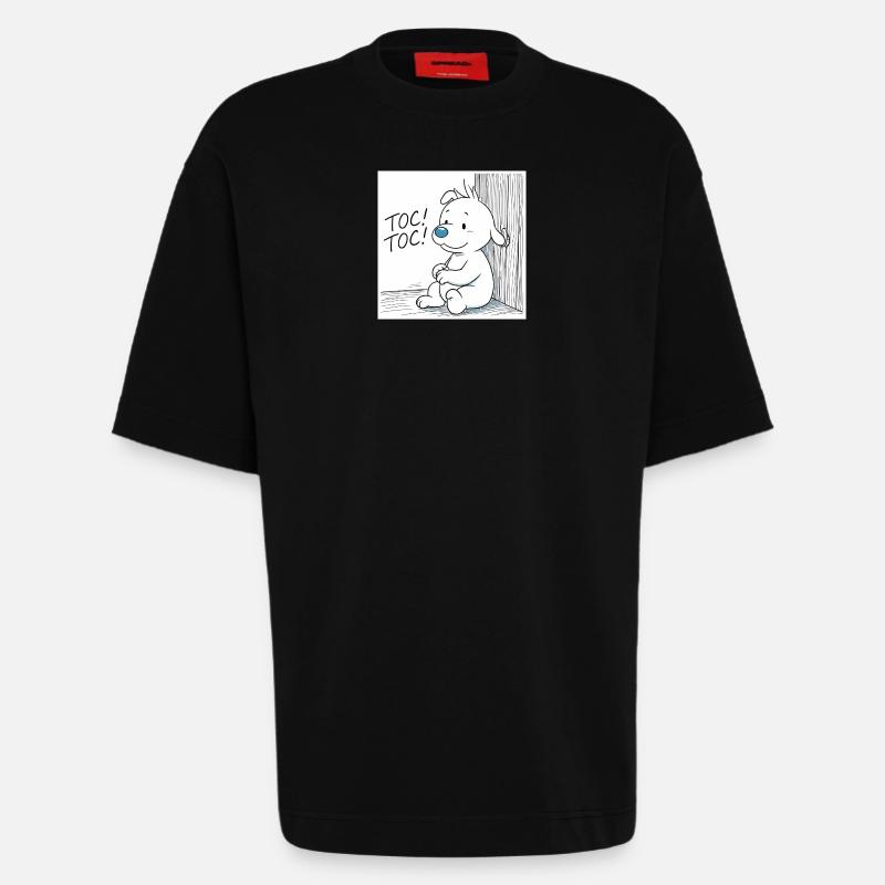 Idéfix Frappe Toc Toc Toc - T-shirt bio épais oversize fabriqué en UE - SOLID BLACK