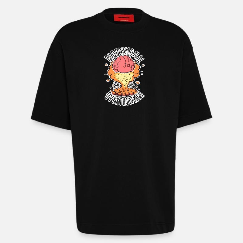 Professional Overthinker - Brain Explosion! - Heavyweight T-Shirt - made by SPREAD  - SOLID BLACK