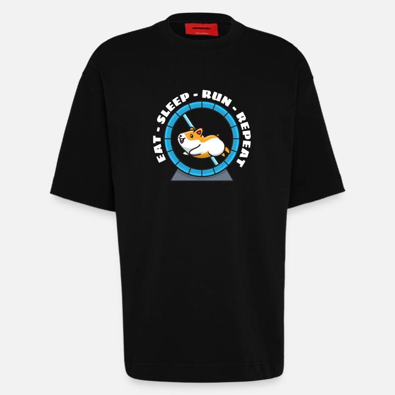 Hamster Eat Sleep Run Repeat - Heavyweight T-Shirt - made by SPREAD - SOLID BLACK
