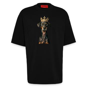 Dobermann - Heavyweight T-Shirt - made by SPREAD  - SOLID BLACK - Vorne - Fiona (171cm)