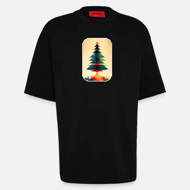 Décollage de Sapin De Noël - T-shirt bio épais oversize fabriqué en UE - SOLID BLACK