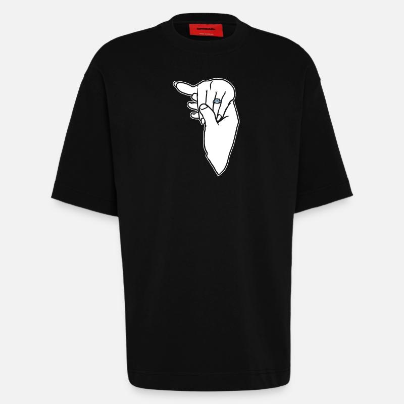 Engagement Wedding Ring Hand - Heavyweight T-Shirt - made by SPREAD  - SOLID BLACK