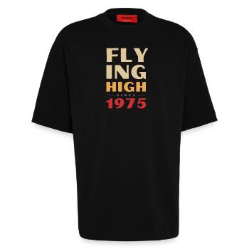 Hoch hinaus seit 1975 - Heavyweight T-Shirt - made by SPREAD  - SOLID BLACK - Vorne - Fiona (171cm)
