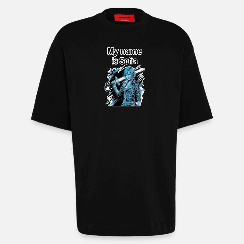 My name is Sofia 2026 - T-shirt bio épais oversize fabriqué en UE - SOLID BLACK
