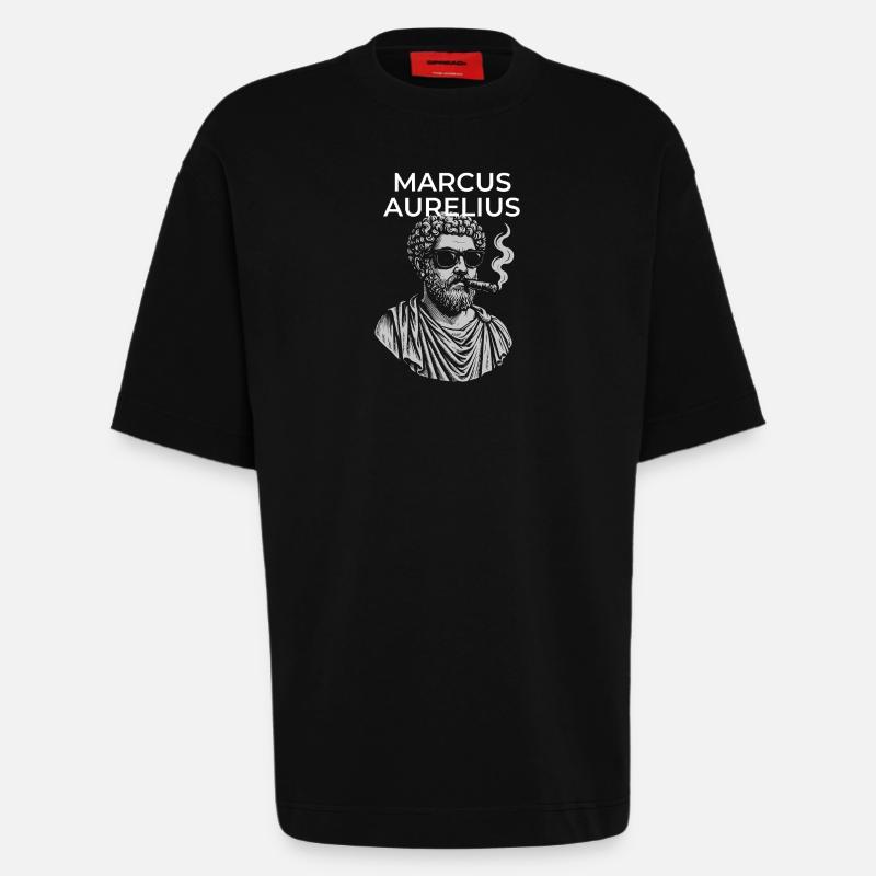 Marcus Aurelius Classical Philosopher Portrait - Heavyweight T-Shirt - made by SPREAD - SOLID BLACK