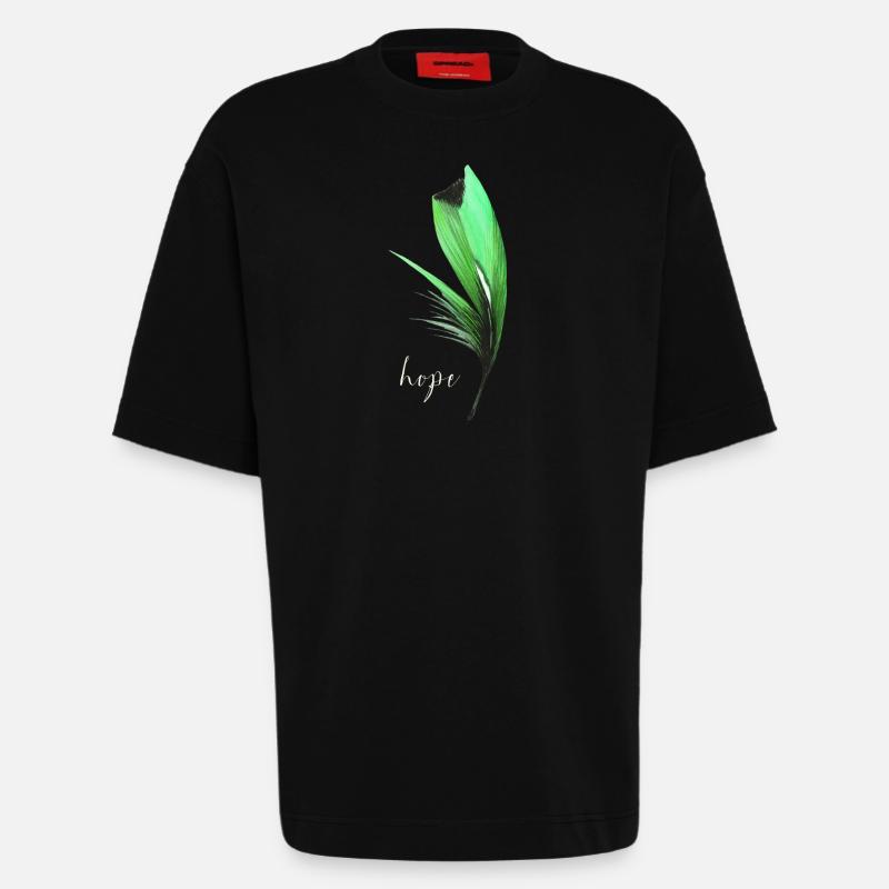 Feather - Hope - Heavyweight T-Shirt - made by SPREAD  - SOLID BLACK