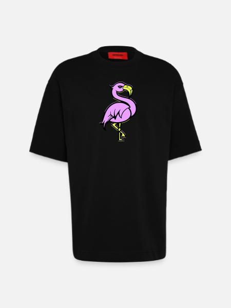 flamingo comic - Heavyweight T-Shirt - made by SPREAD - SOLID BLACK
