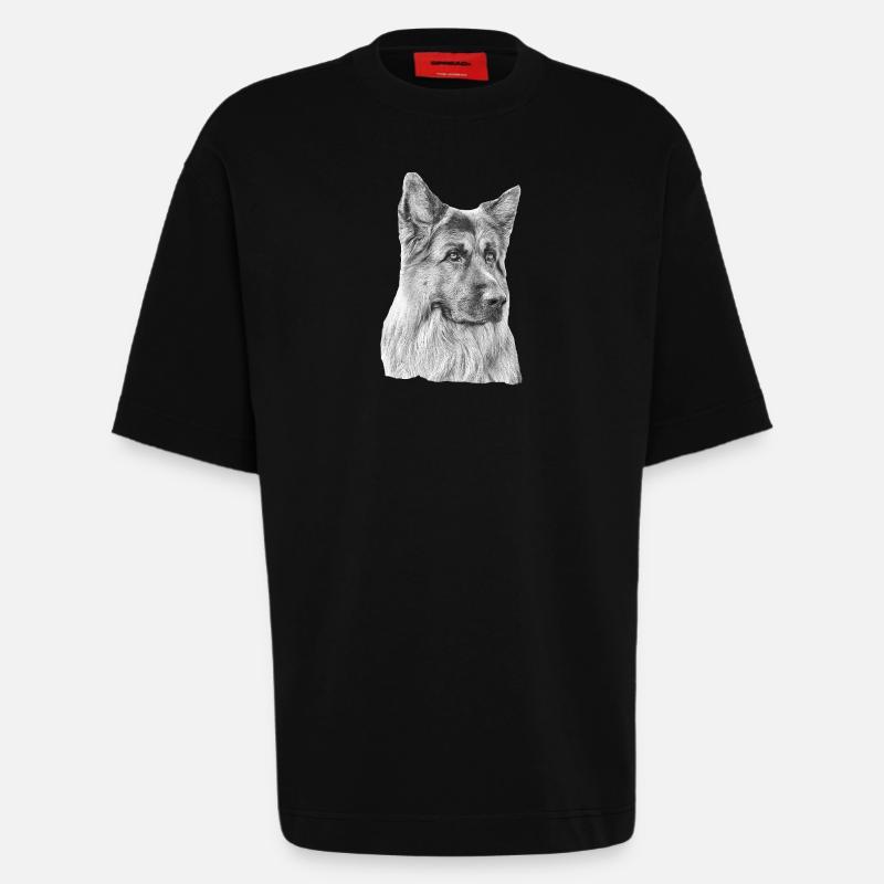 Old German Shepherd German Shepherd - Heavyweight T-Shirt - made by SPREAD  - SOLID BLACK