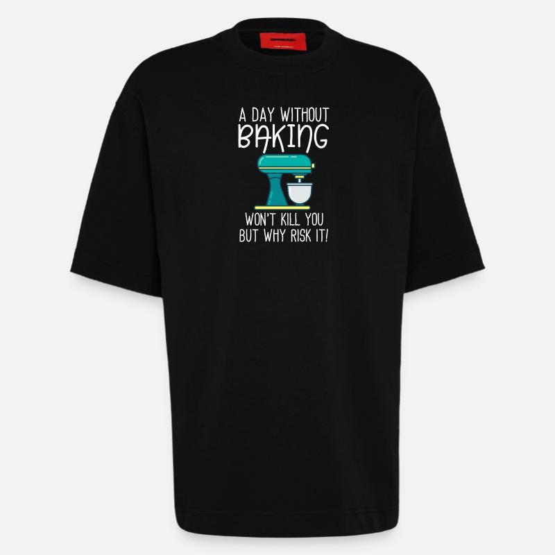 A Day Without Baking  - Heavyweight T-Shirt - made by SPREAD  - SOLID BLACK