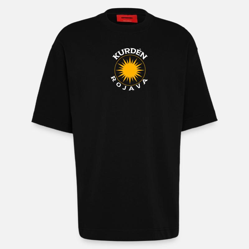 Kurdes Rojava - T-shirt bio épais oversize fabriqué en UE - SOLID BLACK